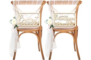 LOHAME 2 STÜCKE Stuhlschilder Hochzeit,Braut und Bräutigam Holz Schilder für Sessel,Stuhlgirlanden Stuhlaufhänger Hochzeit Stuhl Zeichen für Wand Foto Requisiten Hochzeitsdekoration Jahrestag Deko