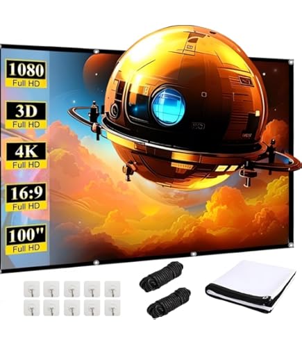 Écran De Projection Portable 60-120 Pouces - Ratio 16:9, Tissu Polyester - Pour Cinéma En Plein Air, Camping, Projection Avant/arrière
