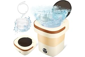 VUSDDY Mini Lave-linge Pliable, Lave-linge Mobile, Portable, Petit Lave-linge Avec Sèche-linge Et Blu-ray Pour Camping, Voyage, Voiture, Camping-car, Dortoirs, 3 Modes De Nettoyage, Capacité 9l(Khaki)