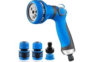 Aqua Flow Garden Hose Pipe Spray Gun 4pcs Set Including 8 Adjustable Patterns & High-pressure Nozzle-Premium Abs Material Hose Gun Is An Eco-friendly Watering Solution For Standard Uk 1/2" Garden Hose