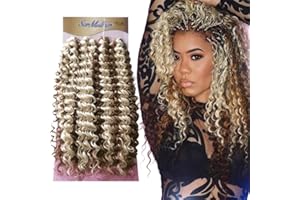 SER MULHER RITMO – Extension sintetiche di capelli ricci per Crochet Braids 340Grammi, 50 cm (SP27/613 BIONDO MESCIATO)
