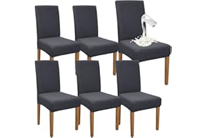 Granbest Premium Waterproof Dining Chair Covers Set of 6, Elastic High Back Chair Slipcovers for Dining Room, Washable Removable Chair Protector for Banquet, Kitchen, Party, Hotel (Grey, Pack of 6)