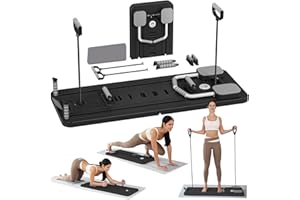 ExeractFit Pilates Board - 2025 Upgraded Plegable Pilates Reformer Machine Set per Hogar Pilates Equipment Multifuncional Rodillo Abdominales Rebote Automático Home Workout(Negro)