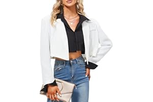 HAWILAND Blazer - Chaqueta corta de manga larga para mujer, corte holgado, con solapas, para otoño