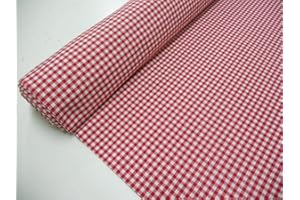 GADETEX Telas por metro,Tejido Vichy,Tela cuadros vichy (Cuadro pequeño 5x5 mm. Color Rojo, 0,50 x2,80 m)