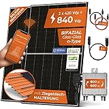 Solarway 840W Balkonkraftwerk 800W Komplett Steckdose - Ausgang einstellbar 600/800W - 2x420W Bifaziale Glas/Glas n-Type JaSo