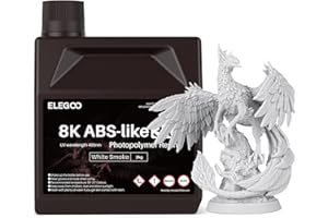 ELEGOO 8K ABS-Like Resin 3.0, LCD UV Rapid Resin Hohe Präzision, Nicht Spröde, Verbesserte Festigkeit und Zähigkeit für LCD/DLP 3D Drucker Photopolymer Resin Weißer Rauch 2000g