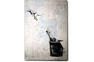 Giallobus - Målning - Banksy - Mus på flasklocket - Standard ram canvas - 70x100 - Redo att hänga - Moderna målningar för hemmet