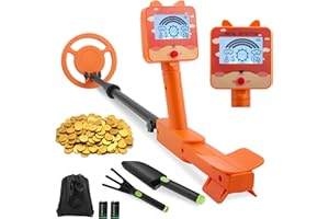 JRADSE Detecteur Metaux Enfant, Haute Sensibilité Detecteur de Metaux Enfant avec Réglable en Hauteur, écran LCD et Disque de Recherche étanche, Détecteurs de Métaux pour Enfants avec Pelle, Râteau et Sac