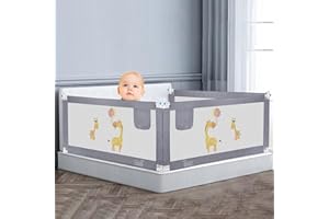 LIFOCI Sponde Letto Bambini 180 cm, Sponda Letto Portatile per Bambini, Protezione del letto sicura e regolabile in altezza [73-90 cm] (160cm(un lato)