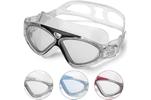 Lunettes de Natation,Lunettes de Piscine Adultes Enfants Transparents Antibuée Etanches Protection UV Réglables Vision 180 Degrés - Idéales pour Hommes Femmes Garçons Lilles