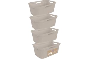 Rotho Brisen uppsättning av 4 tvättkorg 40 l, plast (PP) BPA-fri, blå, 4 x 40 l (59,6 x 39,6 x 23,2 cm)...