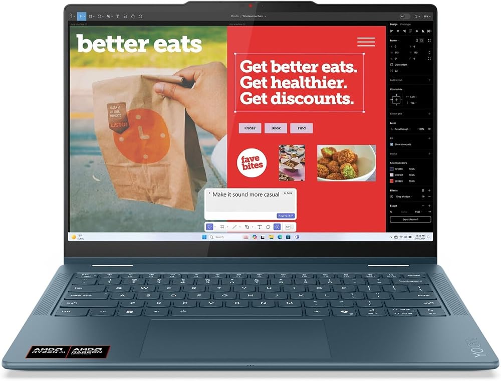 Lenovo Yoga 7 2-in-1 14AKP10 Laptop| AMD Ryzen AI 7 350 | 14" WUXGA OLED Touch | 16GB RAM | 1TB SSD | Windows 11 Home | Tidal Teal | 83JR00AETR