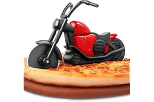 Asdirne Roulette à pizza en forme de moto avec lames anti-adhésives en acier inoxydable super tranchantes, cadeau fantaisie, noir/rouge