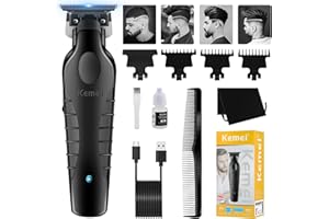 KEMEI 2299 Trimmer - Cortadora de pelo profesional para hombres, recortadora inalámbrica de hoja en T sin huecos, recortadora eléctrica de barba, recortadora de barba para hombre, recargable por USB