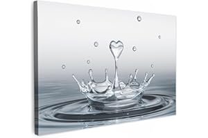 MuchoWow© Stampa Su Tela 120x80 cm Decorazioni Pareti Canvas Grandi Dimensioni Quadri Con Cornice Moderni Quadro Soggiorno Foto Astratti CameraAstratto - Moderno - Acqua - Cuore