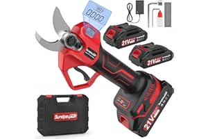 SundpeyPRO 21V Elektrische Akku-Astschere – Akku-Gartenschere mit zwei 2,0-Ah-Akkus und Bürstenlosem Motor – Akku Garten Schere mit max Schnittdurchmesser von 35 mm und Tragetasche für Obstgarten