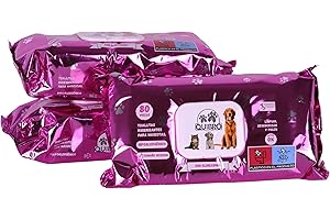 Quibropets Pack 3 Toallitas Húmedas 80 Und. con Clorhexidina para la Higiene de Perros y Gatos - Limpieza Profunda y Efectiva en un Solo Paso - Limpiador de Patas para Mascotas - 240 Und