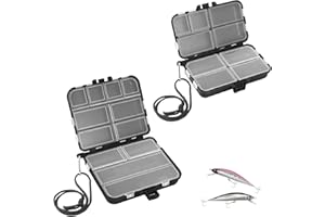 GENZYRE 2 Stücke Köderbox Angeln,Angelbox Wasserdicht Tackle, Angeln Angelkoffer, Angelzubehör mit Einzelne Tackle Box für Angel Zubehör, Koffer Tasche Zite Fishing, Angeltasche Angelblei