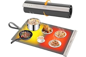 FOHERE Warmhaltematte für Speisen, Warmhalteplatte Elektrisch mit Großer Oberfläche, 4 Std.Timer, Lebensmittelechtes Silikon-Nanomaterial für Buffets, Partys und den Täglichen Gebrauch zu Hause