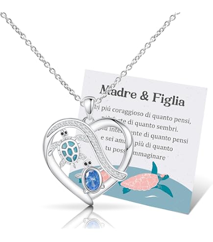 Bamoer Collana con ciondolo tartaruga marina con spinello