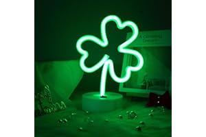 DWOOKE Clover Neon Signs Green Clover Shaped St. Patrick's Day Decoration,USB/Battery Powered Shamrock Neon Lights Green Lucky Art Decor, Light Up Signs for Home Bedroom Office Hotel Pub Party