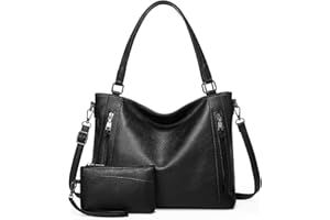 VINBAGGE Damen Handtasche Leder Henkeltasche Top Griff Tasche Vintage Weiches Umhängetasche Schultertasche Mit Geldbörse Hobo Damen Taschen für Frauen - Set 2pcs