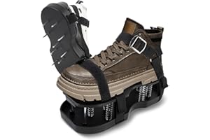 Gugxiom Lawn Aerator Shoes for Grass Aerating Shoe Double Layer Spring Automatic Spiked Aerating Sandals Aerator Lawn Tool for Yard Patio Garden Black