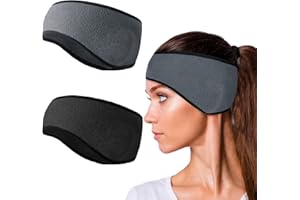 Raoclay Fascia Capelli Sport Donna Uomo per lo l'inverno, Fascia Paraorecchie Testa per Casco da Bici, Fitness Fascia Sudore Testa per il Sudore per la Testa per Running il Ciclismo 2 Pezzi