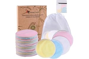 CT CAPETRONIX Reusable Makeup Remover Pads (24 Pack) with 2 Bags for Laundry & Storage, Reusable Bamboo Cotton Rounds, Eco-Friendly Reusable Cotton Pads for All Skin Types