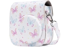 ZEEREE Podróżna torba na aparat z paskiem na ramię/vintage skóra PU - do Fujifilm Mini 8/ Mini 8S / Mini 9 / Mini 11 / Mini 12 torba na aparat fotograficzny, motyl, torba na ramię