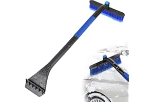 FINDIR 2 in 1 Spazzola da Neve e Raschietto per Ghiaccio Rimovibile per Auto con Impugnatura in Schiuma Raschietto Ghiaccio Auto Parabrezza Spazzola da Neve Estensibile per Finestre Auto