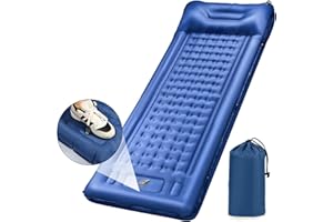 CARASTEK Matelas de Camping Gonflable, Épaisseur Améliorée 10cm Tapis de Couchage Matelas Pneumatique Imperméable, Matelas Randonnée avec Oreiller,Matelas Gonflable Ultraléger pour Camping,Tente