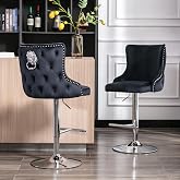 chairus Juego de 2 Taburetes Bar Lujo Sillas de Isla de Cocina con Respaldo de Le&oacute;n, Taburetes Altas con Altura Ajustable Sil