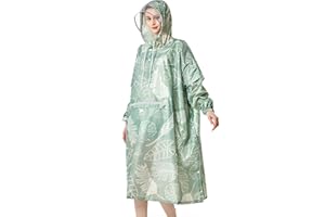 ANYOO Wodoszczelne ponczo przeciwdeszczowe, lekki płaszcz przeciwdeszczowy z regulowanymi rękawami, przenośna peleryna przeciwdeszczowa z torbą wielofunkcyjną, dla mężczyzn i kobiet, do aktywności na