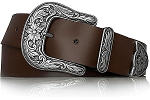 almela - Cinturón mujer y hombre Cowboy - Piel legitima - Moda Vintage - Cuero - 4 cm de ancho - Country - Retro - 40mm - Western - Cowgirl - Leather Cowboy Belt