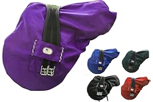 Majestic Ally Nylon Waterproof Fleece Lined Ride On English Saddle Cover-Multiple Color (Purple)