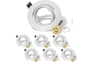 Dexnump Spot Encastrable GU10 Set, Cadre de Montage pour Spot Encastré 68mm, Douille GU10 pour Ampoules LED ou Halogène - Orientable à 30°, AC 230V, Cadre pour Spots LED Encastrables (Lot de 6)
