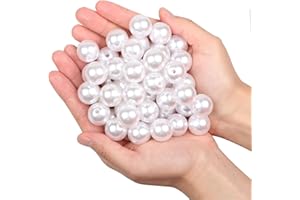 YIXUAN LLC Élégant Perle Bijoux 45 Pièces 20mm Plastique Perle de Decoration/les DIY Bijoux Colliers/Decoration Mariage/Fête d'anniversaire Décoration Vase Maison (Blanc 20mm)