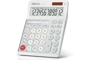 OSALO Desktop Calculators VAT Tax Function Large Display Big Buttons 12 Digit Big Desk Calculator for Home and Office (OS-8812T)