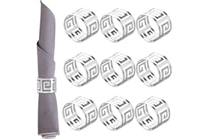 GAODUANLUOLUO 10 Stück Serviettenringe Gold/Silber, AushöHlen Serviettenring, Metall Serviettenschnallen Serviettenhalter für Weihnachten Hochzeitsfeier Familie Sammeln Tischdekoration (Silber)