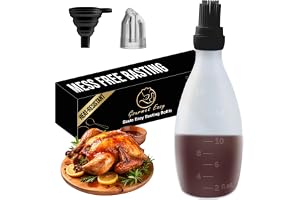 Gourmet Easy Pastry Brush with Sauce Bottle, BPA-Free Basting Brush, Black | Heat-Resistant Silicone Brush 16oz Big Capacity, Dishwasher Safe, Ideal for BBQ, Baking, Pastries & Roasting, 2-Year Warranty