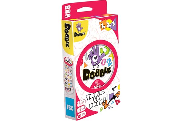 Asmodee - DOBBLE 123 - Jeu de Cartes Éducatif pour Enfants dès 4 Ans - Jeux d'Observation et de Réflexe - Trouvez la Paire- 5 Jeux en 1-1 à 8 Joueurs - 15 Min - Version Française - Zygomatic