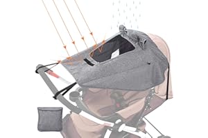 Parasol carro bebe,GeeRic sombrilla carrito bebe universal con protección lateral,Toldo universal Impermeable Funda para Cochecito de Bebé, Protección solar con UV 50+, Ajustable