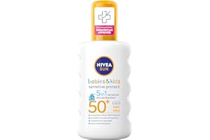 NIVEA SUN Kids Protect & Sensitive Spray (200ml) Sunscreen Spray with SPF 50+, Kids Suncream for Sensitive Skin, Immediately Protects Against Sun Exposure
