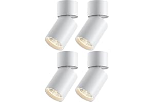 FOOC Foco LED Lámpara de pared de techo moderna 15W Paquete de 4 Vertical Horizontal girada, ø60mm 36° para sala de estar Oficina Comercial Habitación infantil Cocina, Blanco