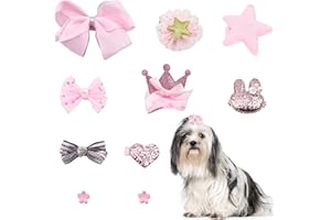 HACRAHO Lot de 10 pinces à cheveux pour chiens de styles mixtes avec pinces pour petits chiens, chats, chiots pour la Saint-Valentin, rose