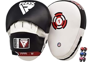 RDX Boxing Pads Focus Mitts Maya Hide Leather Curved Hook and Jab Target Hand Pads Great for MMA, Kickboxing, Martial Arts, Muay Thai, Karate Training Padded Punching, Coaching Strike Shield