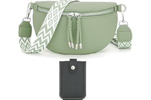 Atgbiem Umhängetasche Damen Bauchtasche Damen Stylisch Crossbody Bag Damen Breiter Gurt Dunkelgrau mit Kreditkartenhalter