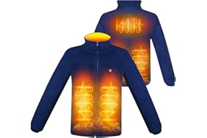 TOUVE Beheizte Jacke, Polarfleece-Heizjacke Beheizbare Weste Heated Jack für Damen Herren, Prämie Beheizbare Jacke, 3 Einstellbar Temperatur Elektrischer Beheizte Weste（Enthält keine Powerbank）